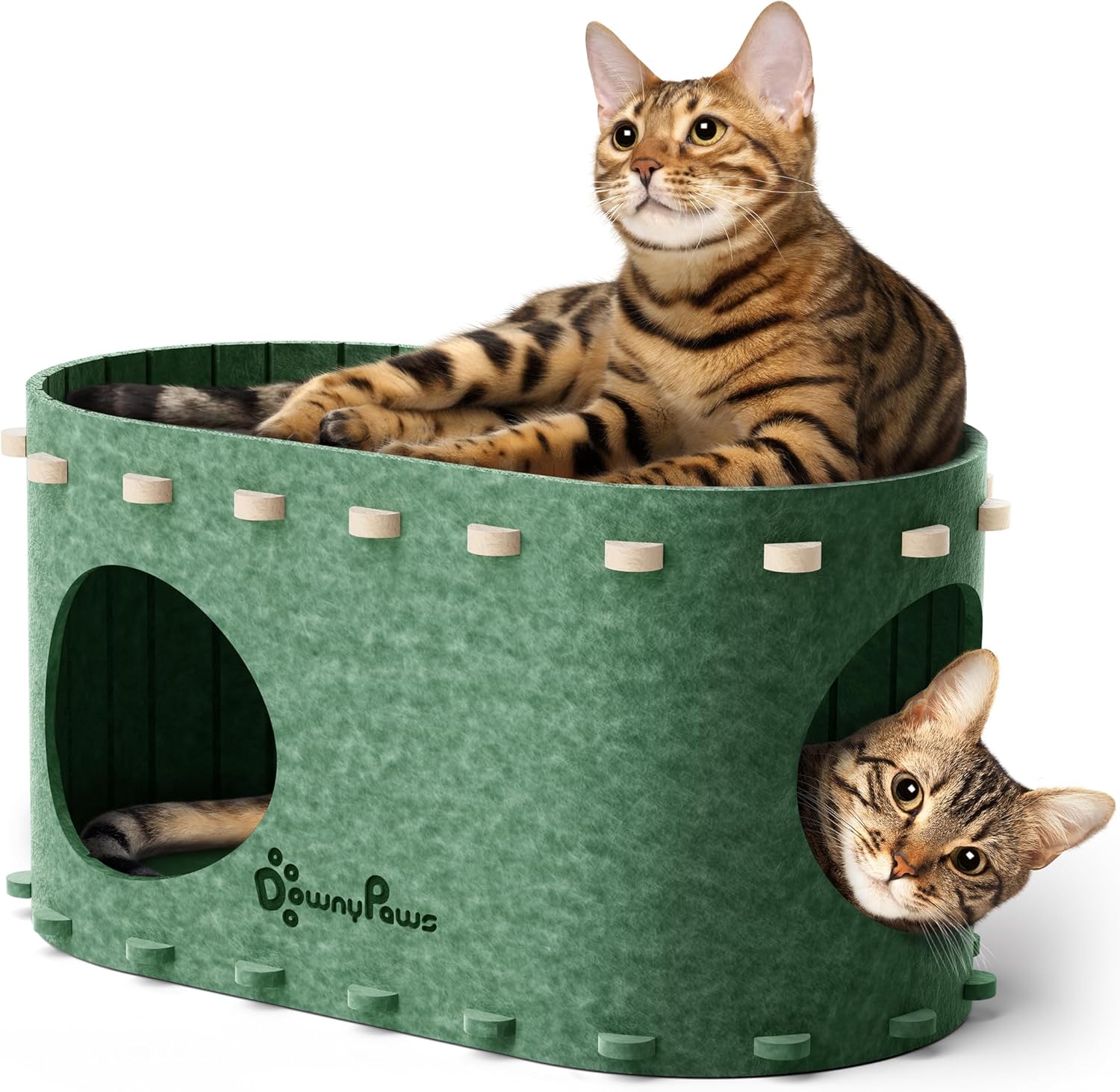 Cat House for Indoor Cats, Cat Bed Cave for Multiple & Large Cats up to 22 Lbs, Scratch Resistant Peekaboo Cat Caves, Foldable Tunnel Enclosed Bed, Peekapurr, Forest
