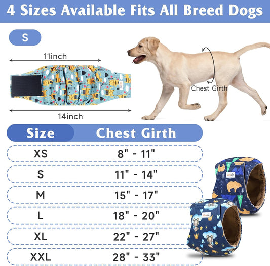 5 Pack Dog Diapers Male Reusable, Premium Belly Bands for Male Dogs