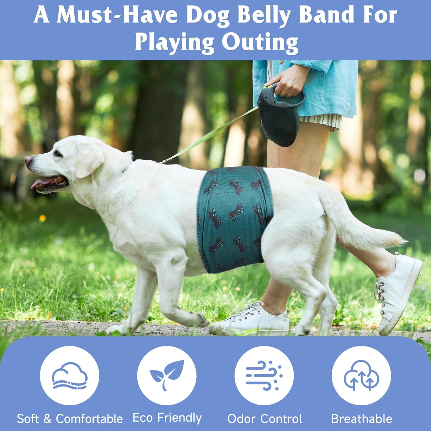 5 Pack Dog Diapers Male Reusable, Premium Belly Bands for Male Dogs