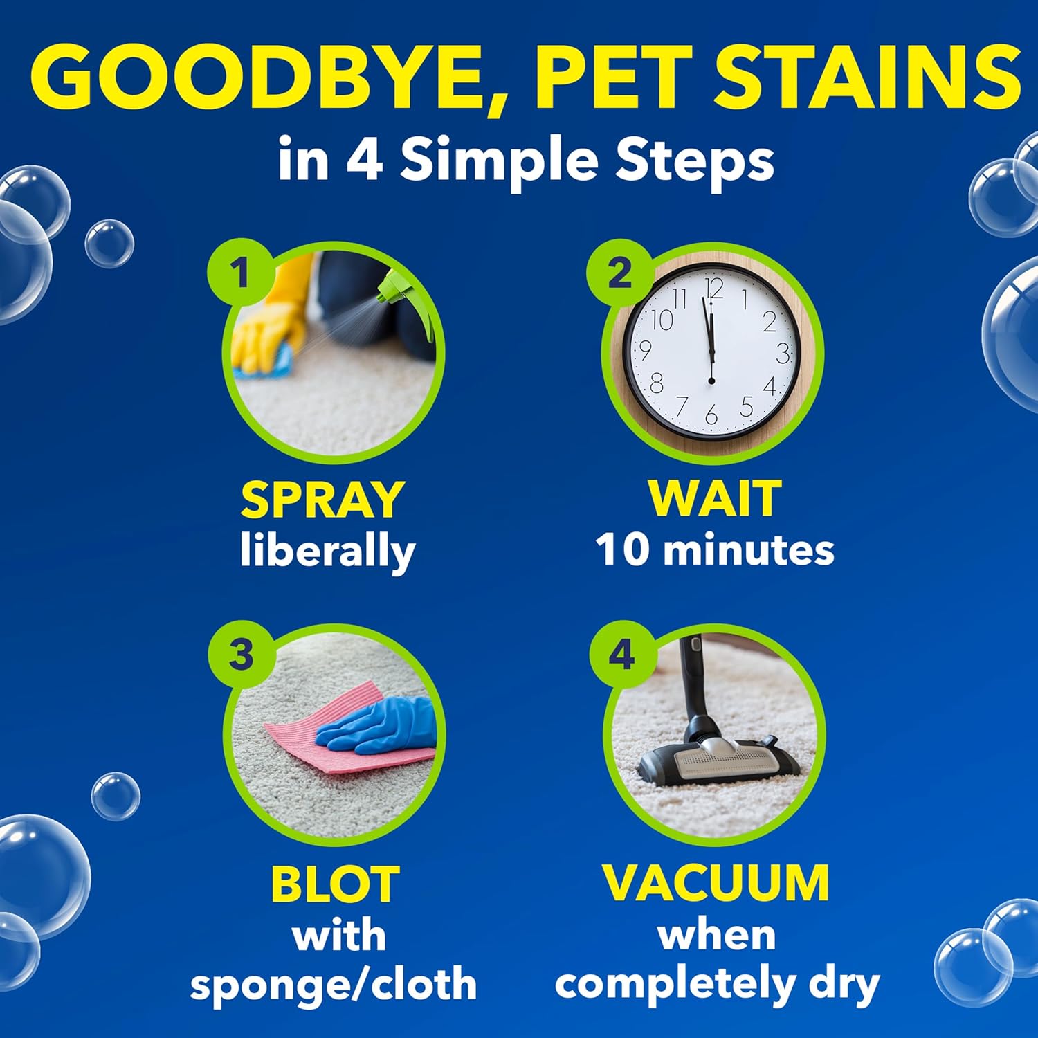 Carpet and Rug Cleaner, Pet Stain and Odor Remover Spray, 24 Fl Oz