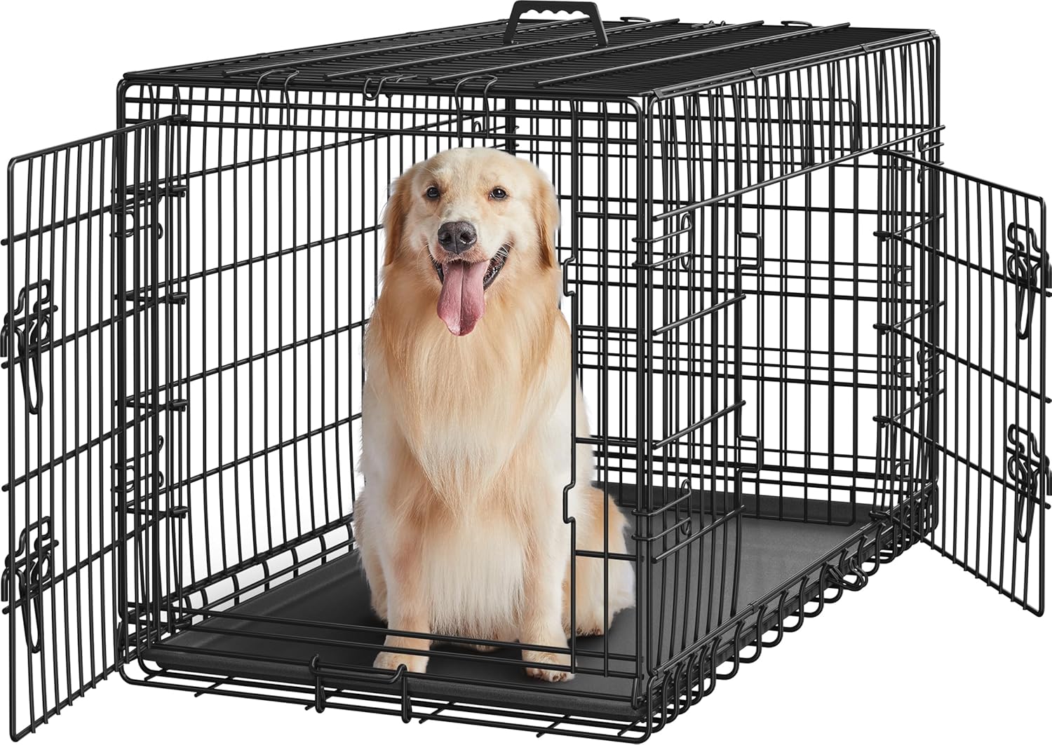 Dog Crate Double Door Dog Cage with Divider Folding Pet Cage 42/48 inch