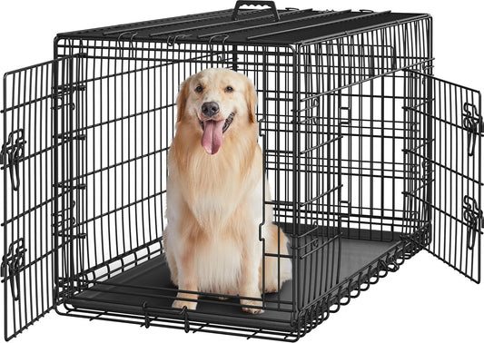 Dog Crate Double Door Dog Cage with Divider Folding Pet Cage 42/48 inch