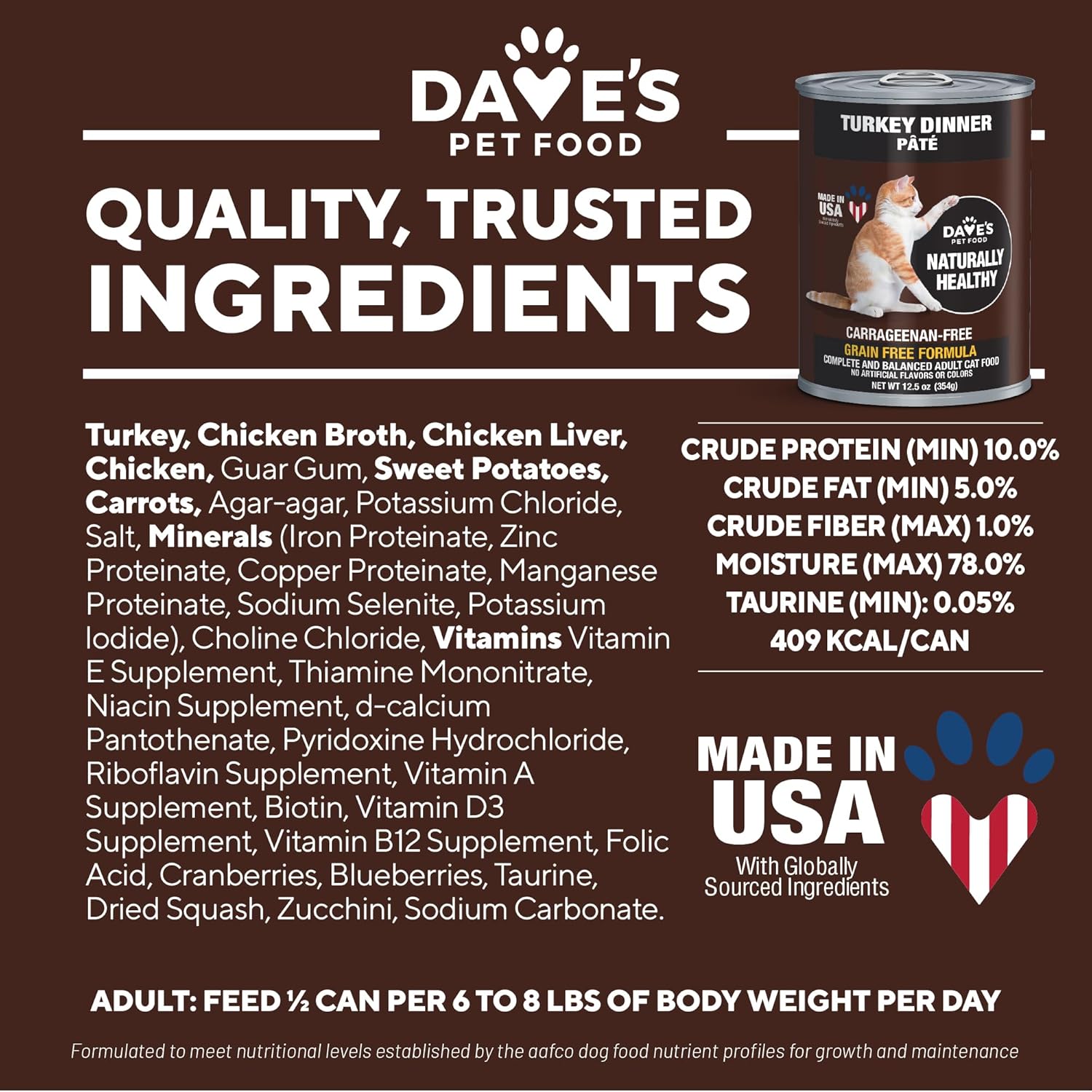 Pet Food Grain Free Wet Canned Cat Food (Turkey) Added Vitamins & Minerals