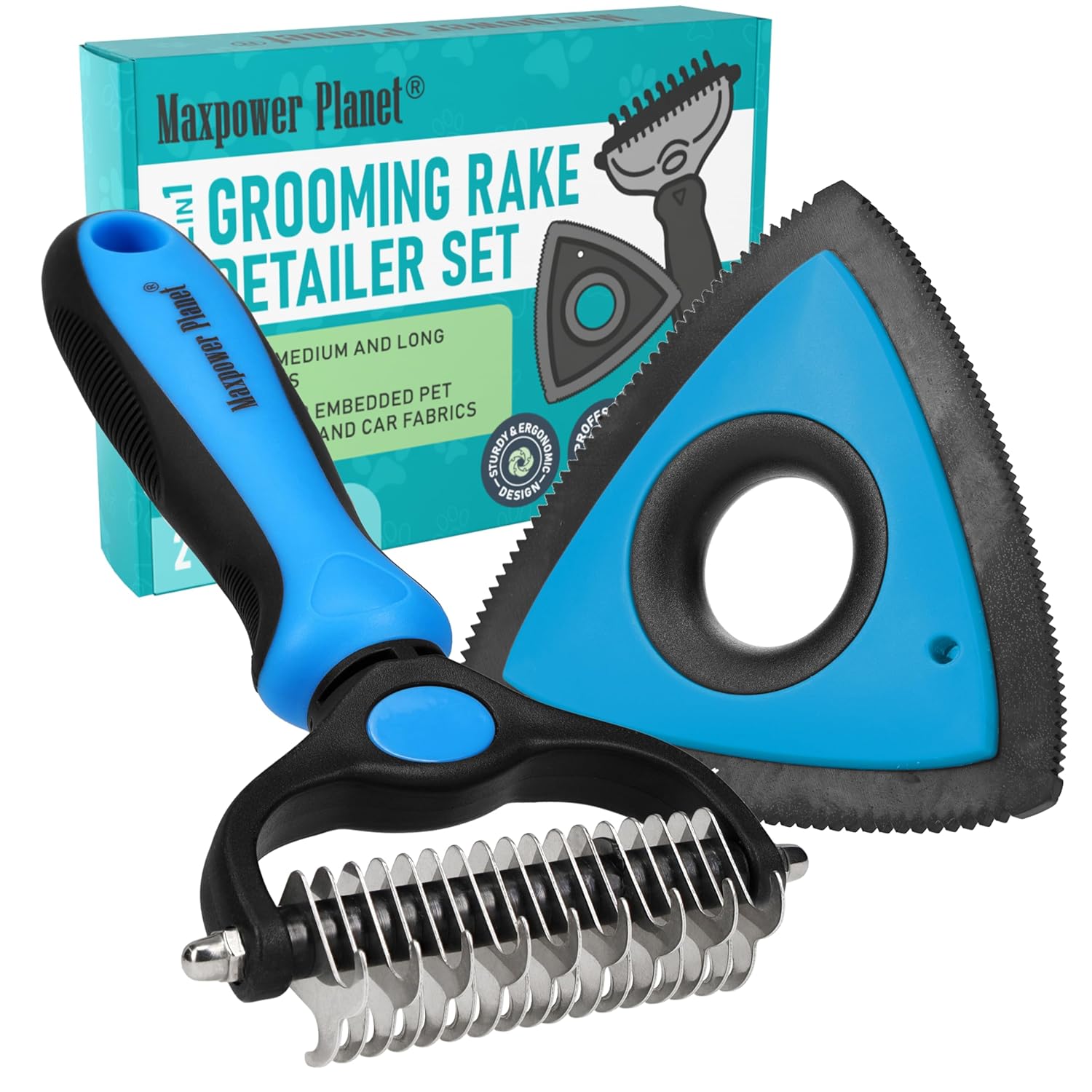Hair Brush - Double Sided Shedding, Dematting Undercoat Rake for Dogs and Cats