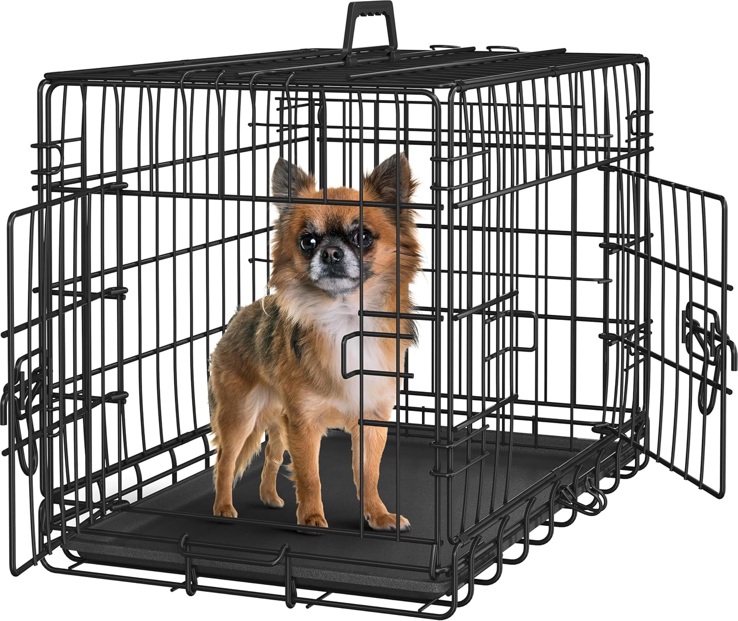 Dog Crate Double Door Dog Cage with Divider Folding Pet Cage 42/48 inch