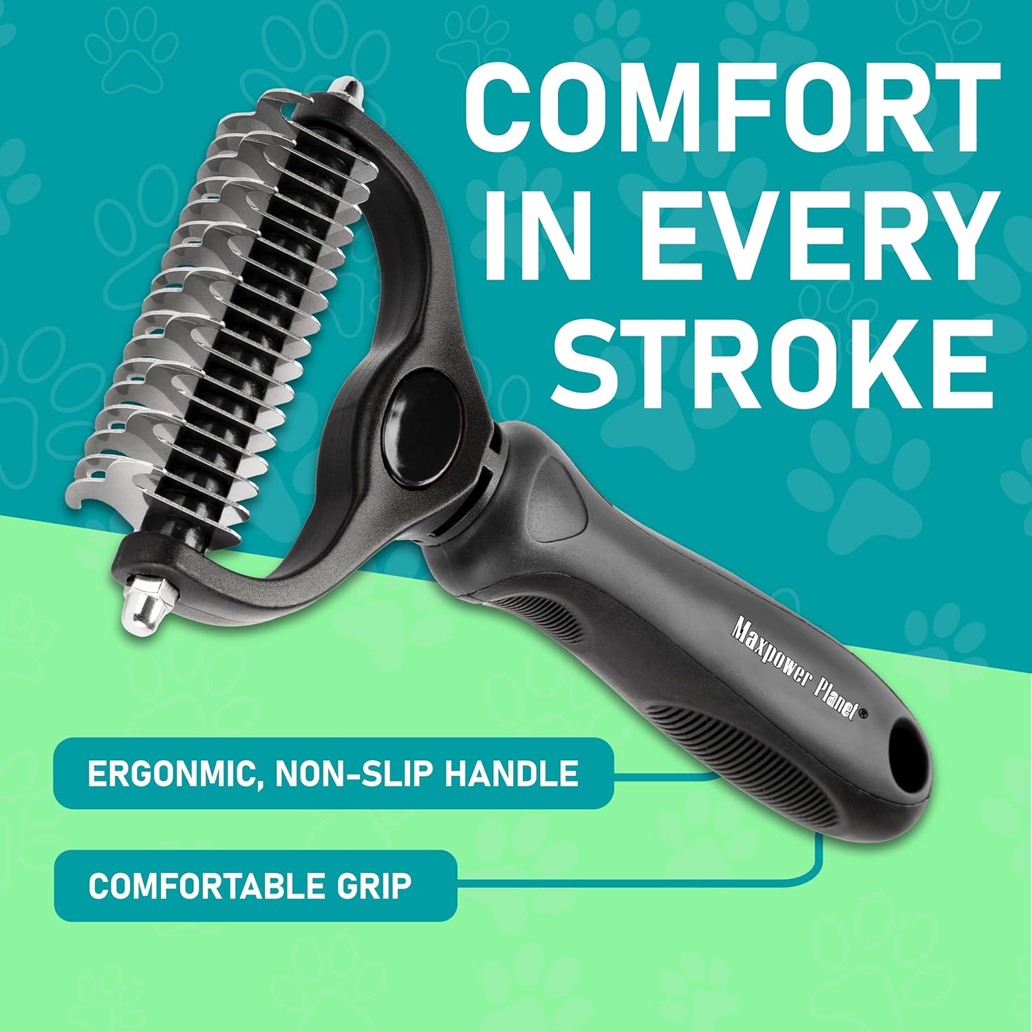 Hair Brush - Double Sided Shedding, Dematting Undercoat Rake for Dogs and Cats