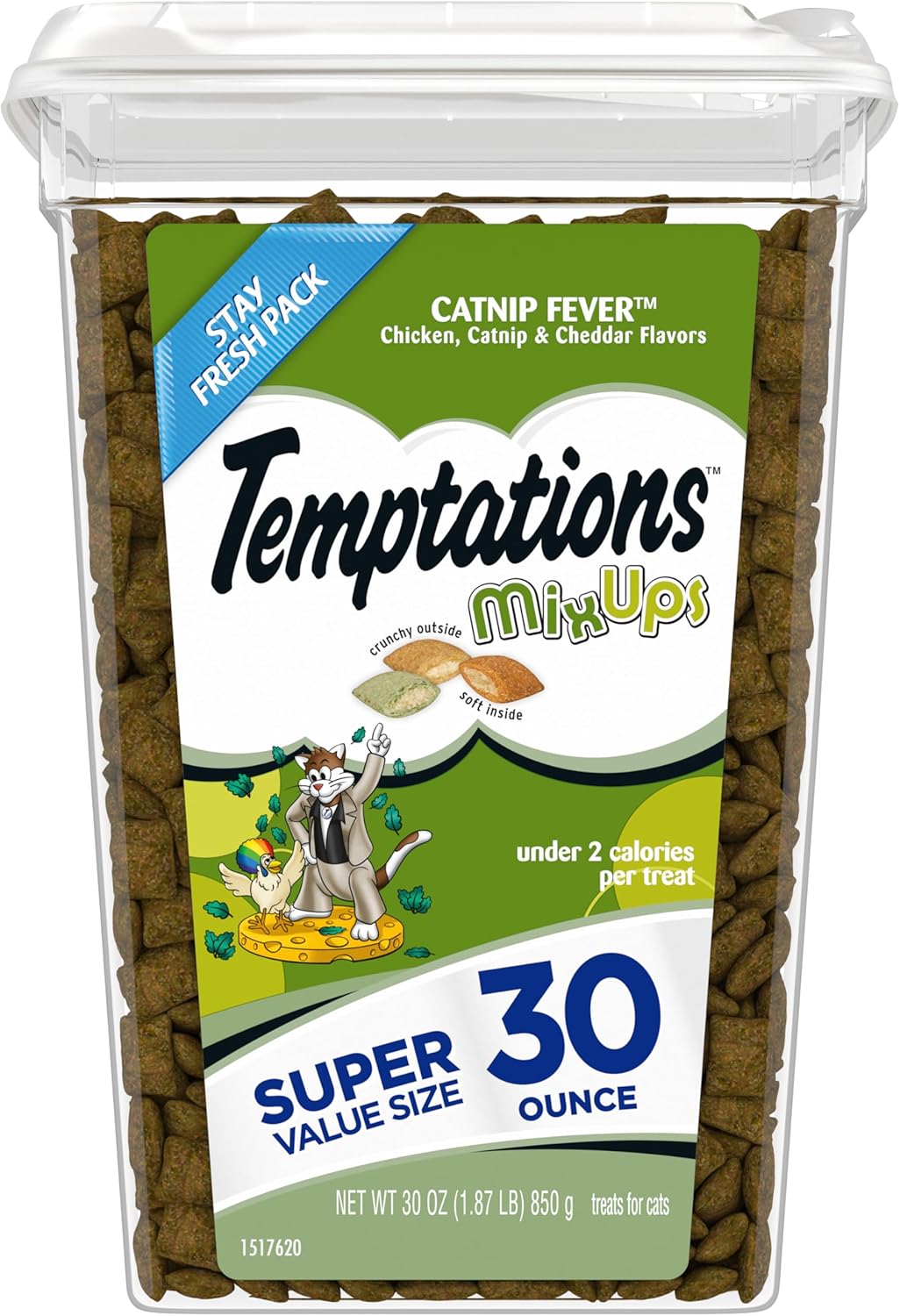 2Pack Mixups Catnip Fever Flavor Crunchy and Soft Cat Treats, 30 Oz. Tub