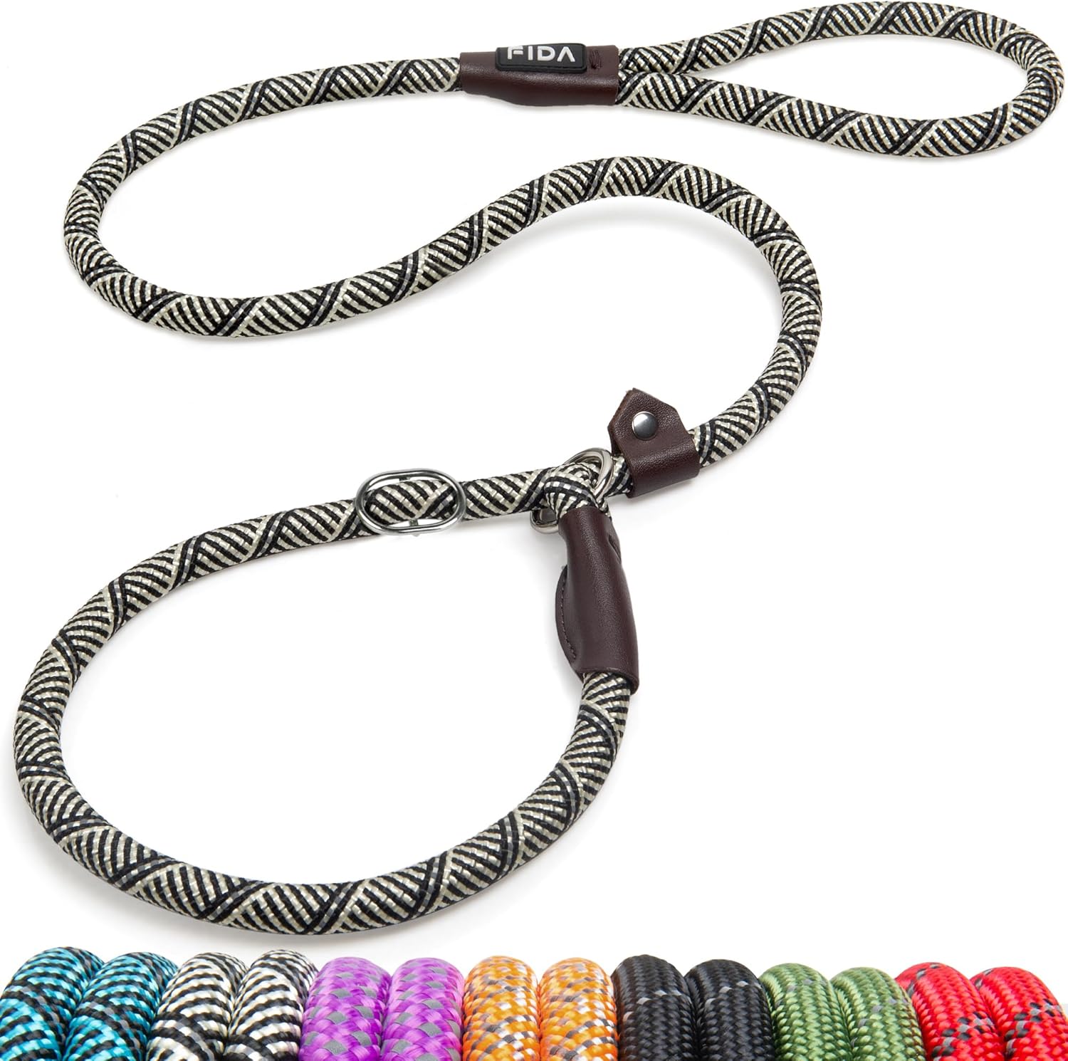 Dog Leash British Style Training Slip Lead Mocha 6 Foot Lead