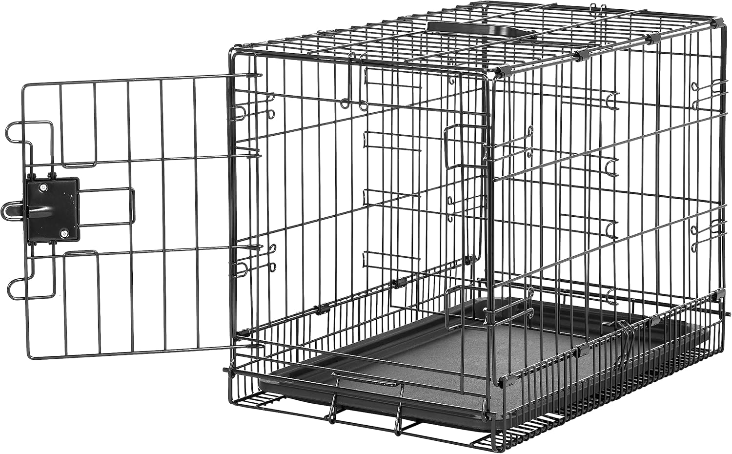 Durable, Foldable, Collapsible, Portable Metal Wire Dog Crate with Tray, Single Door with Divider Panel, Easy to Assemble & Clean, 36 X 23 X 25 In, Black