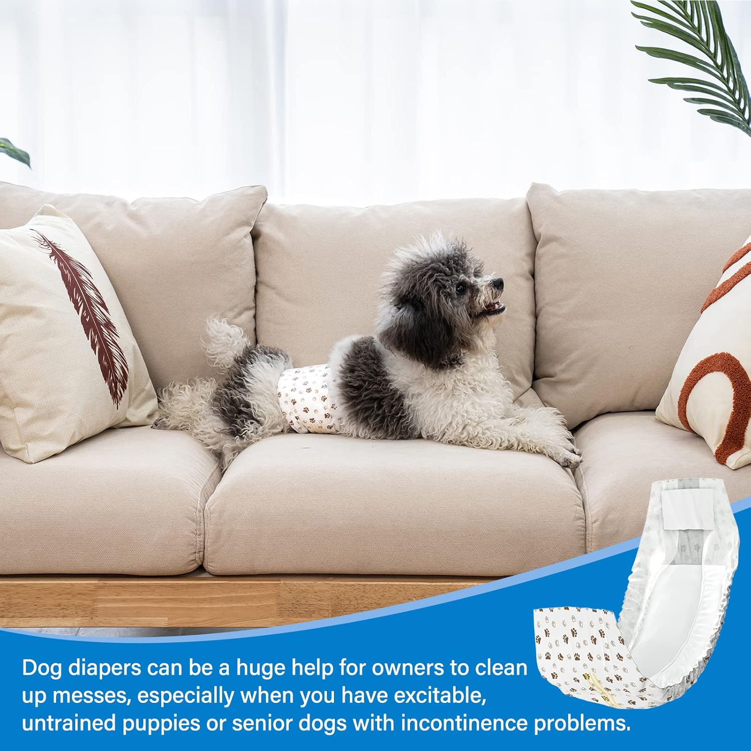 20Pcs Dog Diapers Male - Disposable Male Dog Wraps Wetness Indicator, Small