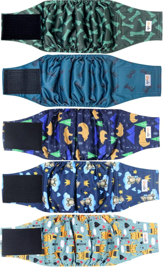 5 Pack Dog Diapers Male Reusable, Premium Belly Bands for Male Dogs