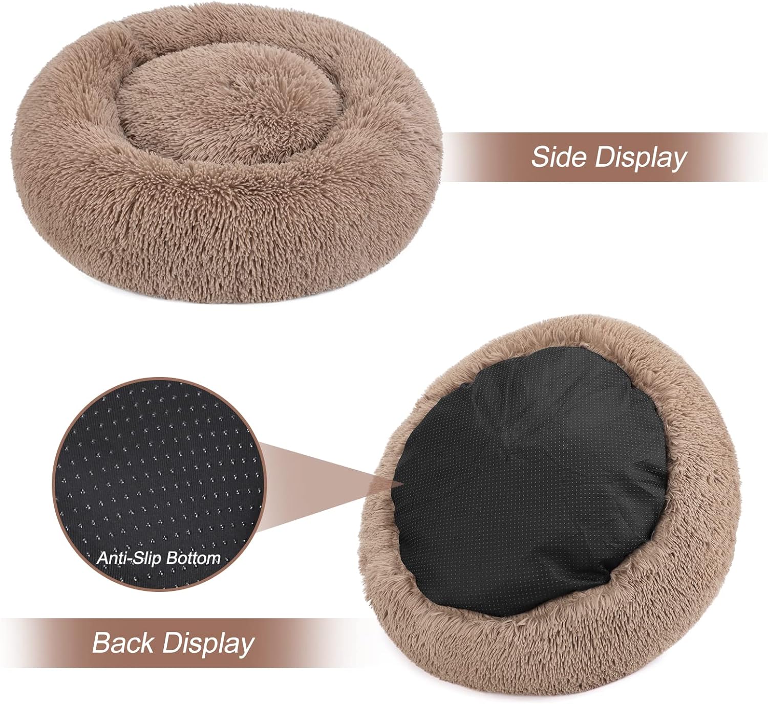 Dog Bed Comfortable Donut Cuddler Round Pet Beds Ultra Soft Washable Dog
