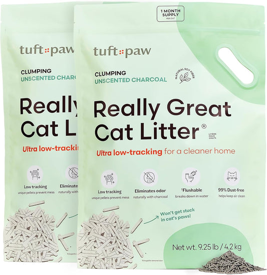 Tuft + Paw Really Great Cat Litter, Low Tracking Tofu Cat Litter, 2Bags