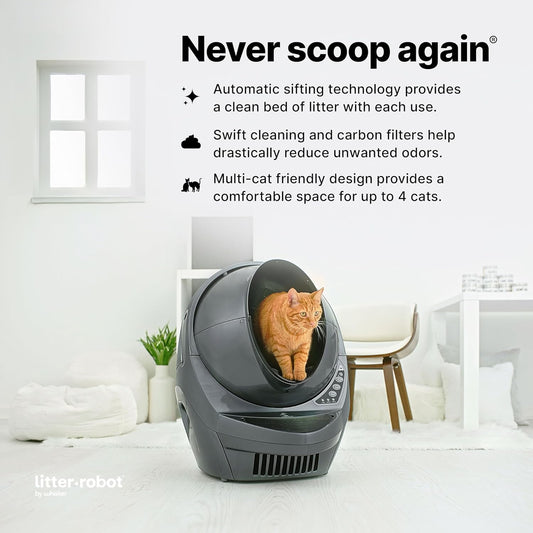 Whisker - Litter-Robot 3 Smart App-Controlled Self-Cleaning Litter Box - Black