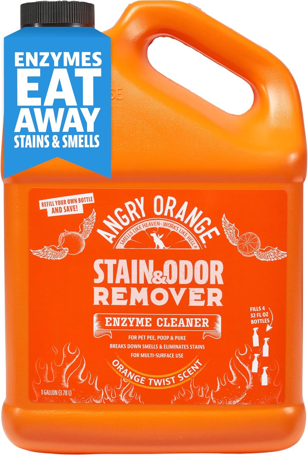 Angry Orange Stain Remover , 32oz Enzyme Pet Cleaner , Dog & Cat Urine Destroyer