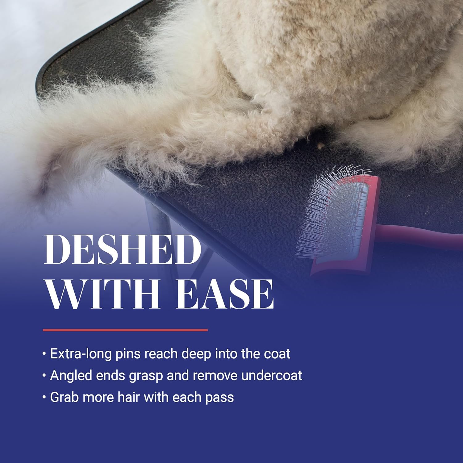 Chris Christensen Big G Dog Slicker Brush for Grooming, GroomGrip Coating, Coral