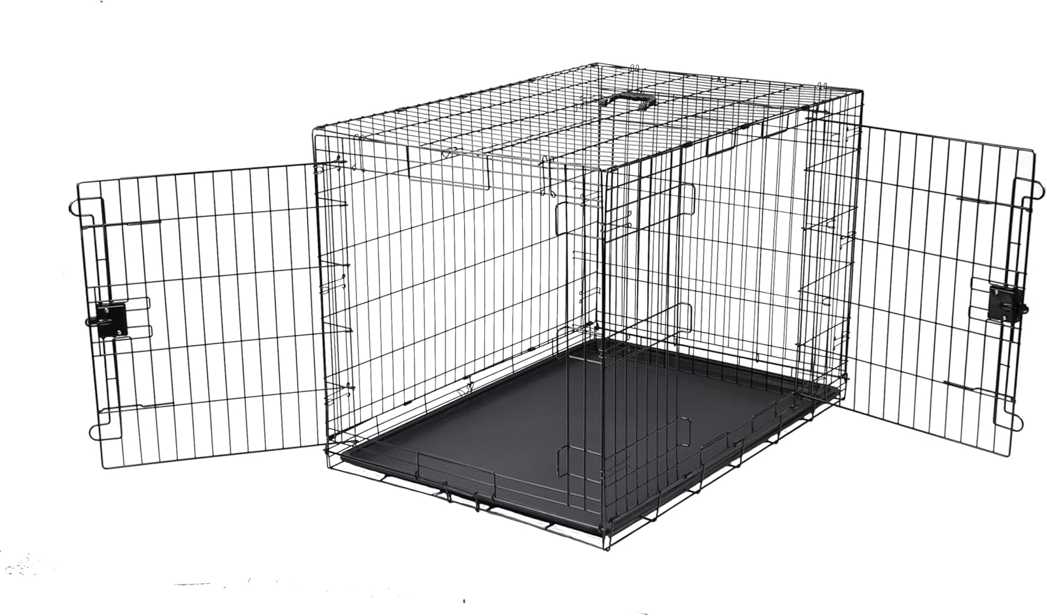 Durable, Foldable, Collapsible, Portable Metal Wire Dog Crate with Tray, Single Door with Divider Panel, Easy to Assemble & Clean, 36 X 23 X 25 In, Black