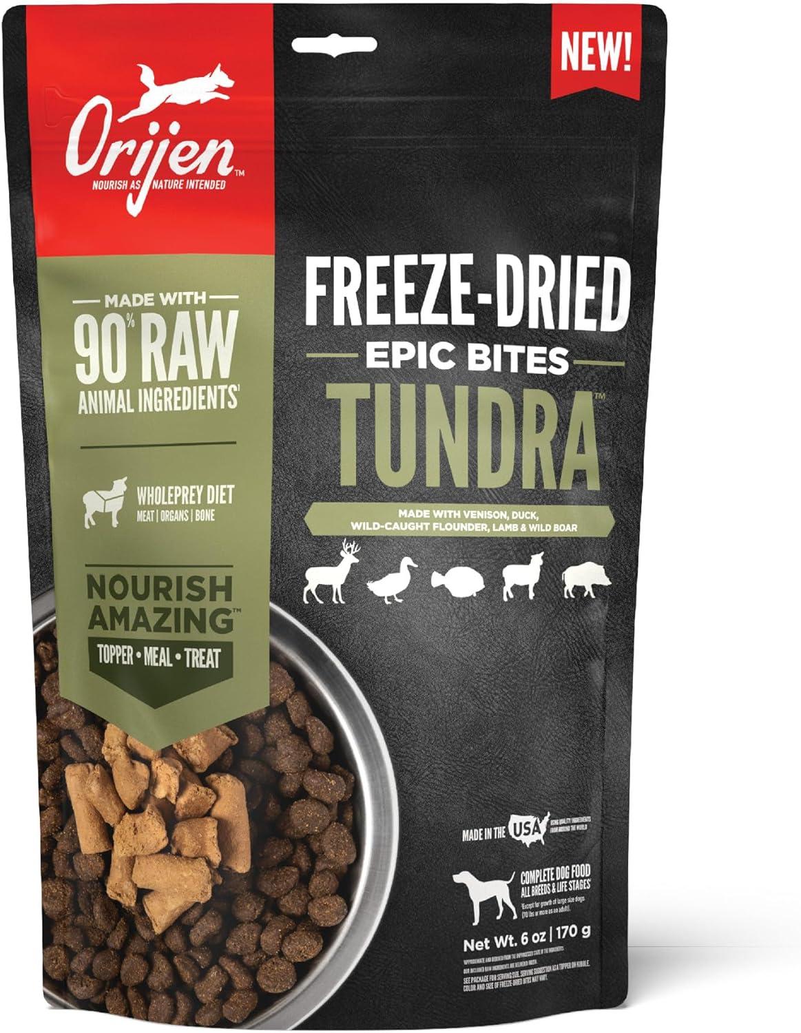 Grain Free High Protein Freeze Dried Dog Food & Topper Original Recipe 6Oz Bag