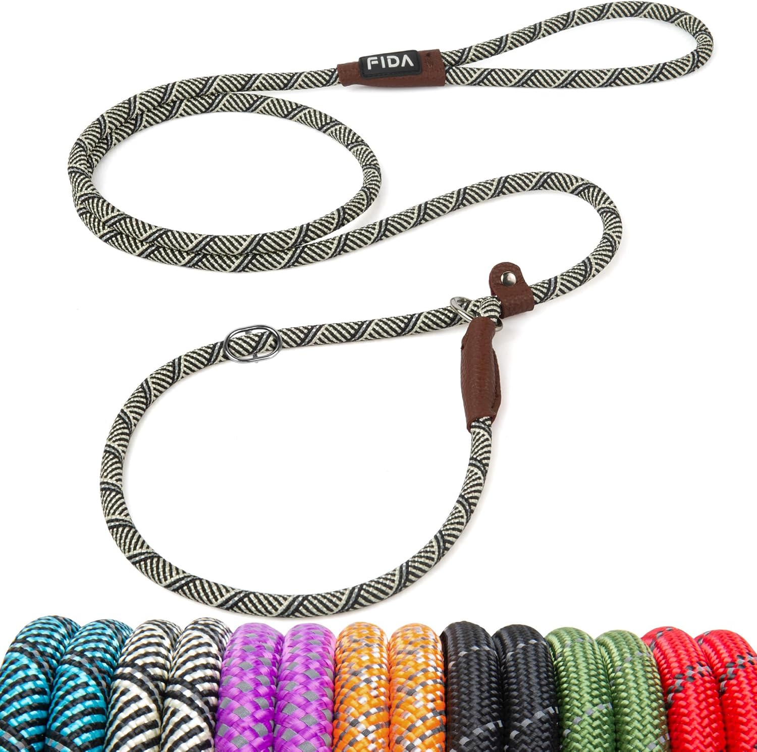 Dog Leash British Style Training Slip Lead Mocha 6 Foot Lead