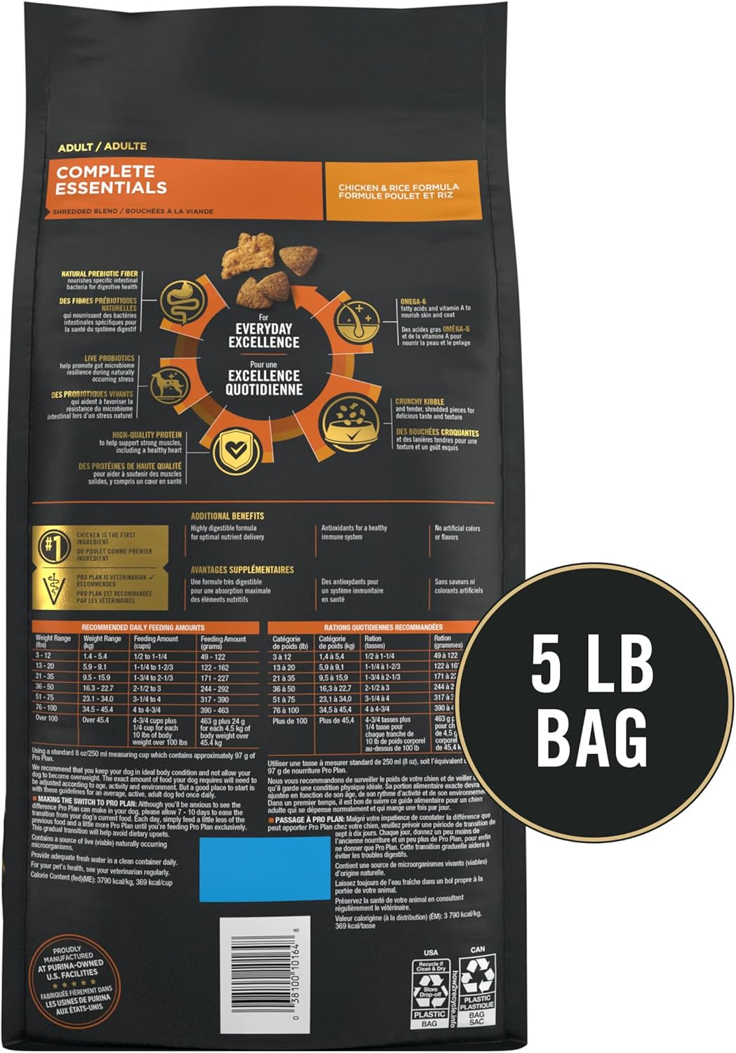 Purina Pro Plan Complete Essentials Shredded Blend Chicken and Rice Dog Food Dry