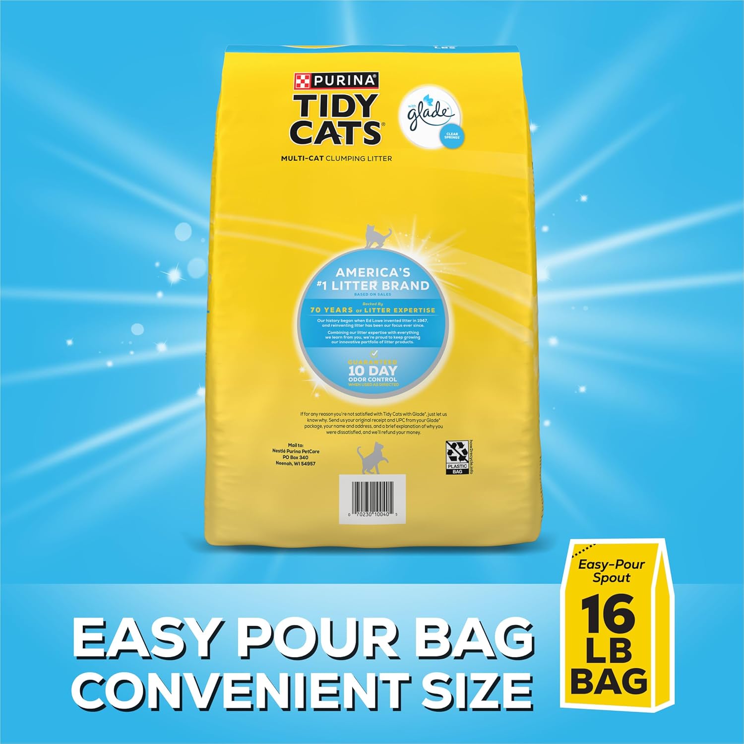 2Pack Purina  Clumping Multi Cat Litter, Glade Clear Springs - 16 Lb. Bag