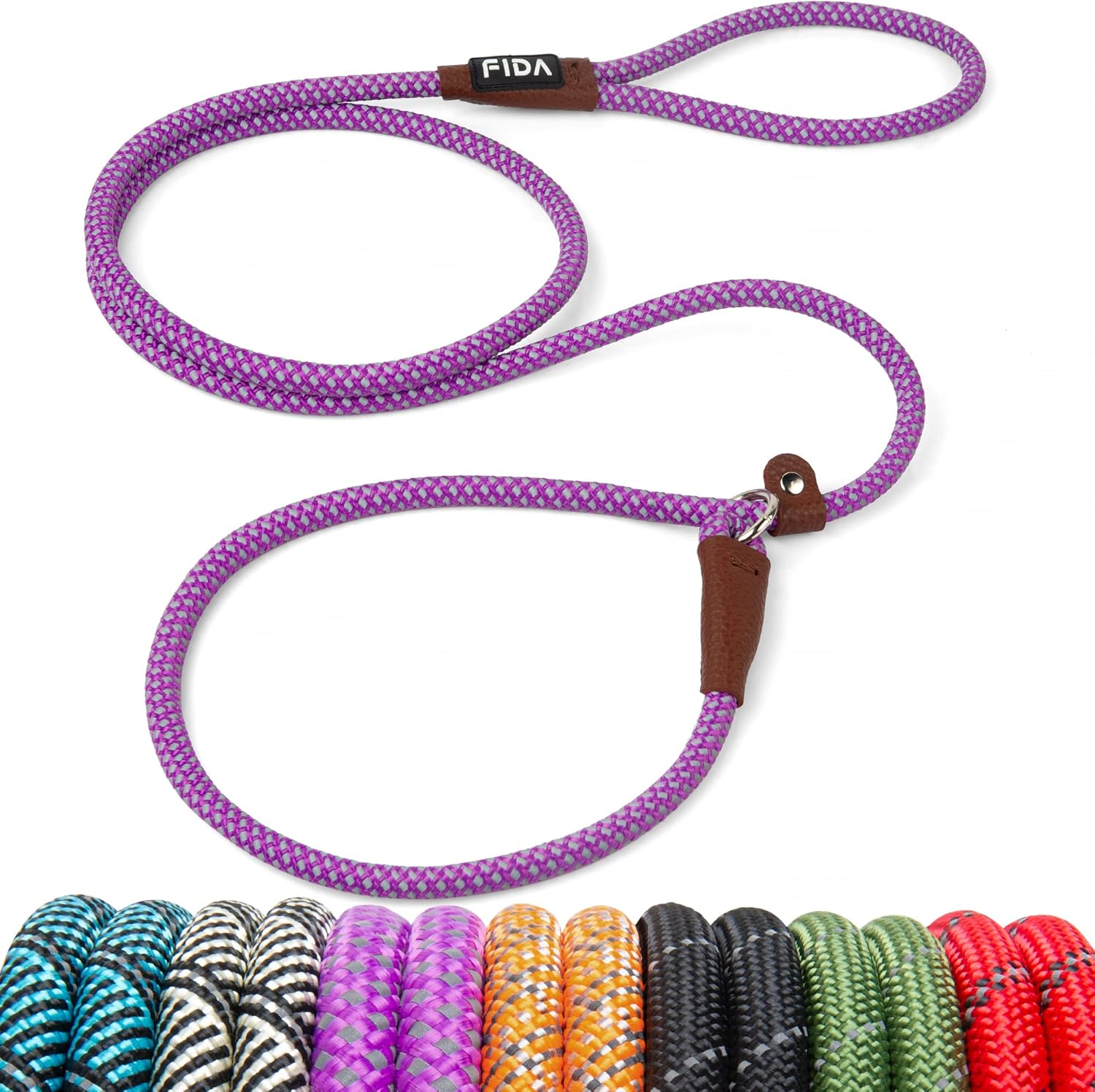 Dog Leash British Style Training Slip Lead Mocha 6 Foot Lead