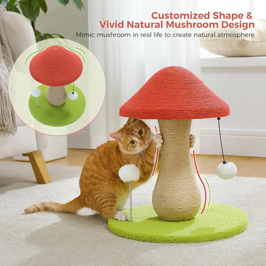 Mushroom Cat Scratching Post, Cat Scratcher Cute with 100% Sisal Covered Scratch