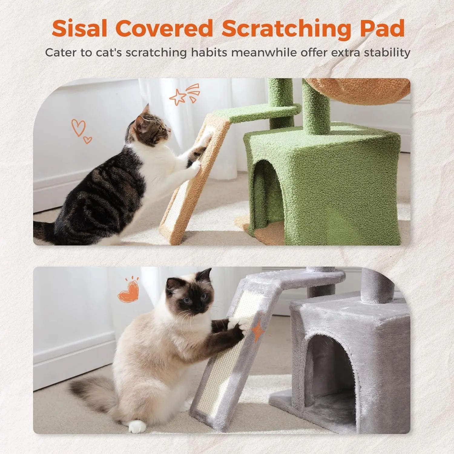 Cactus Cat Tree for Indoor Cats, 32'' Small Cat Tower Cat Condo with Sisal Scrat