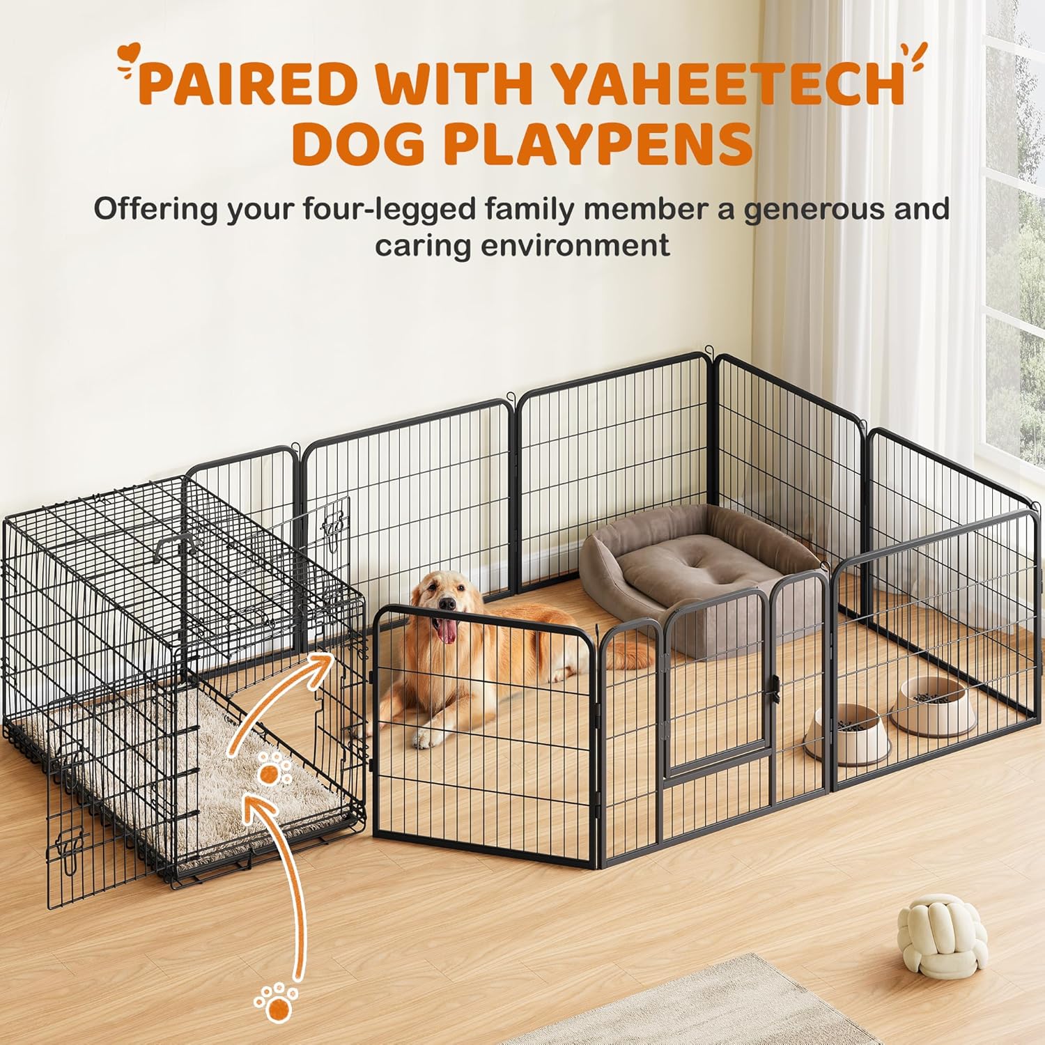 Dog Crate Double Door Dog Cage with Divider Folding Pet Cage 42/48 inch