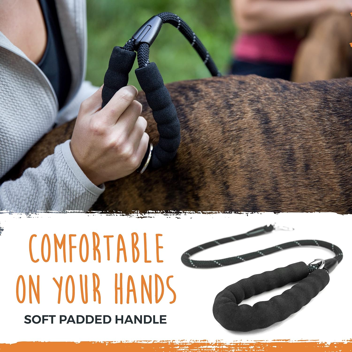 Double Dog Leash with Rope Handle - Double Leash for Two Dogs No Tangle Design