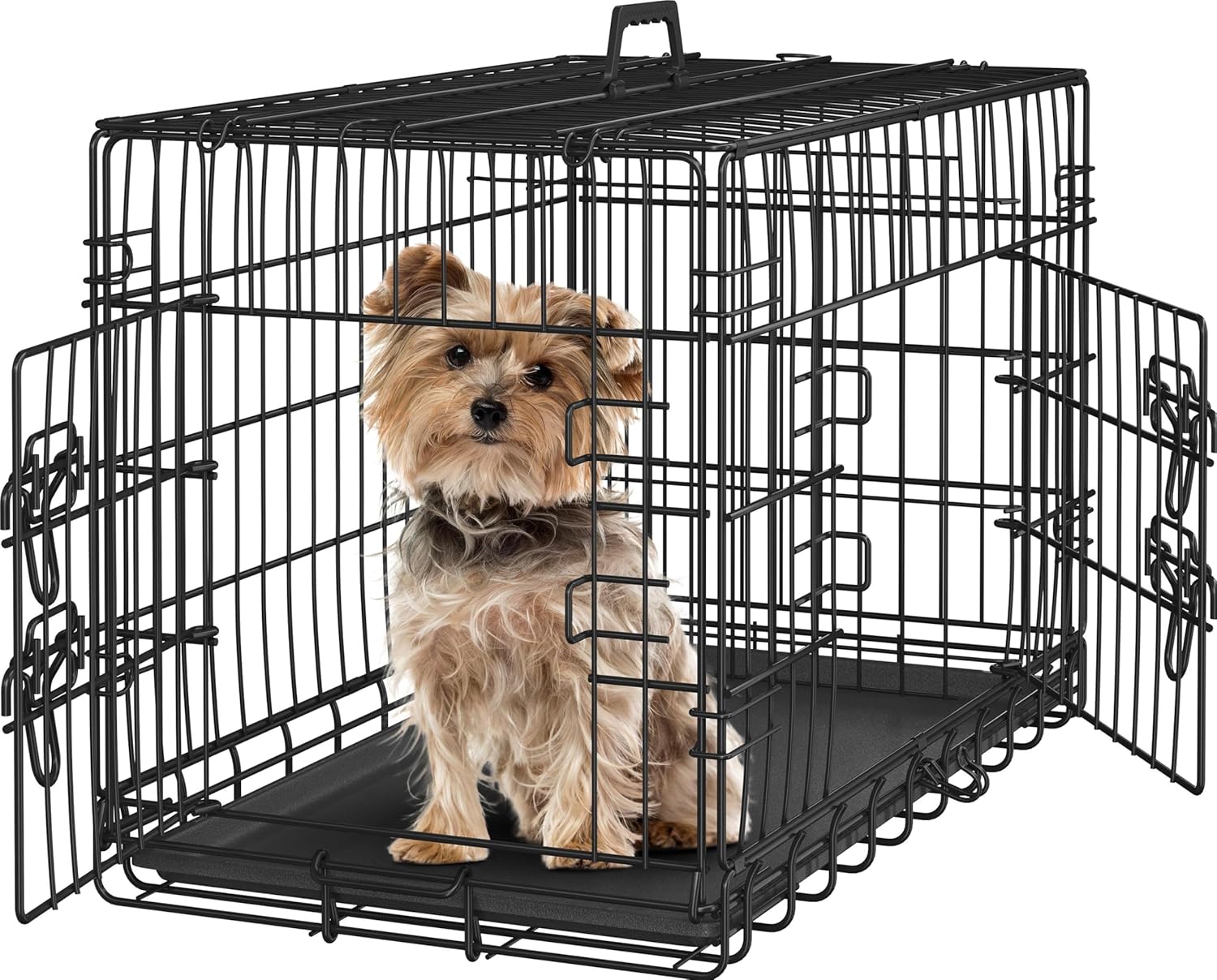 Dog Crate Double Door Dog Cage with Divider Folding Pet Cage 42/48 inch