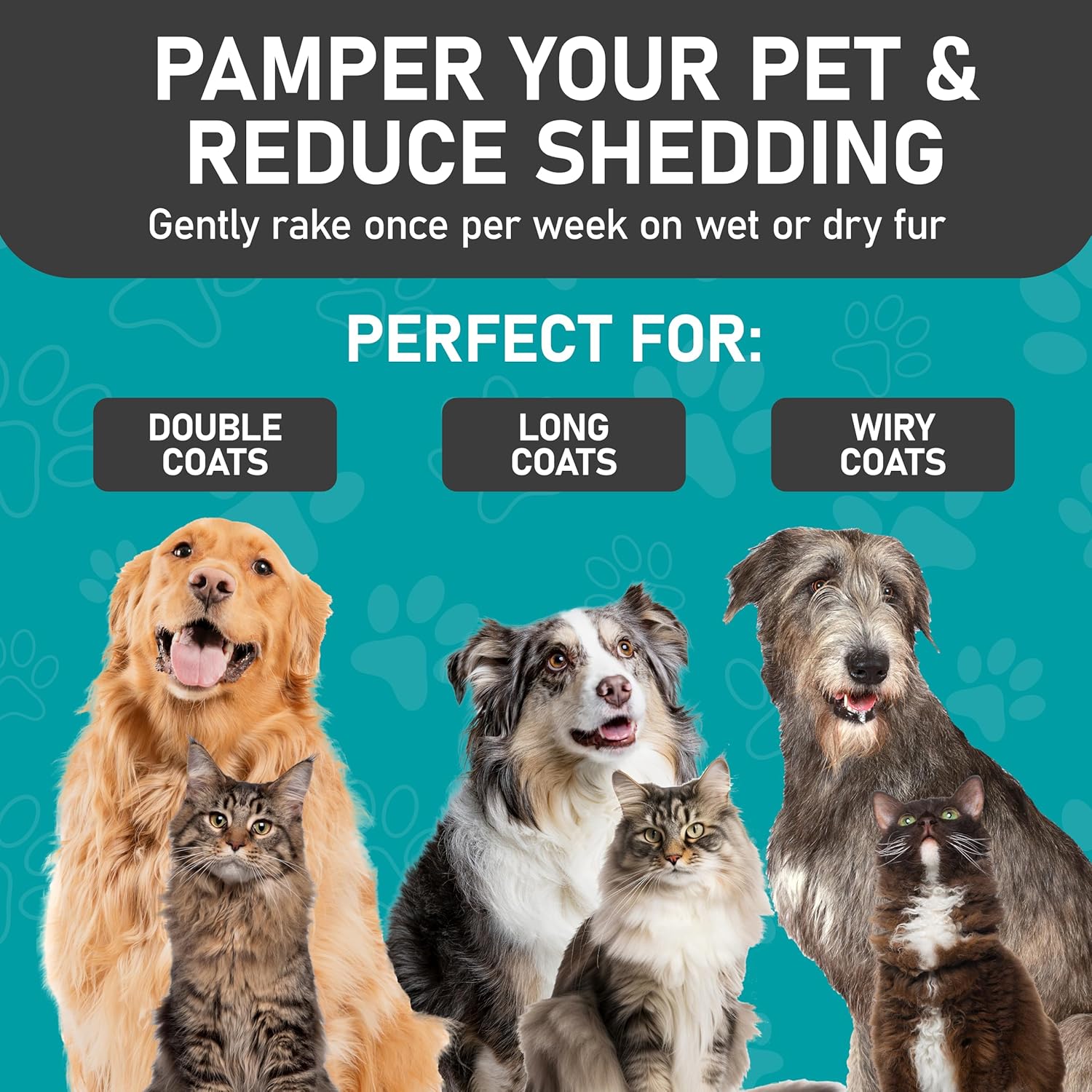 Hair Brush - Double Sided Shedding, Dematting Undercoat Rake for Dogs and Cats