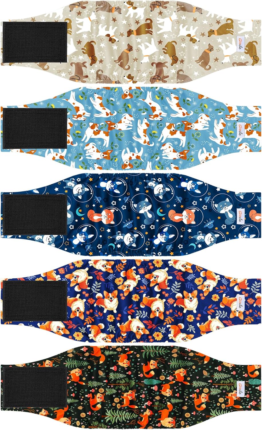 5 Pack Dog Diapers Male Reusable, Premium Belly Bands for Male Dogs