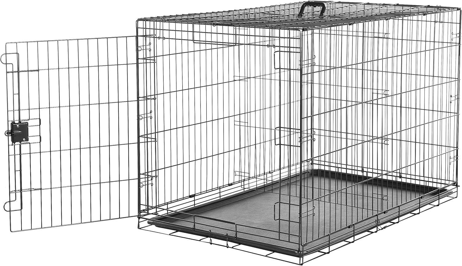 Durable, Foldable, Collapsible, Portable Metal Wire Dog Crate with Tray, Single Door with Divider Panel, Easy to Assemble & Clean, 36 X 23 X 25 In, Black