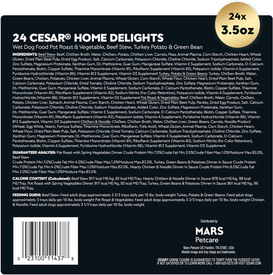 48 Pack Cesar Home Delights Variety Pack Small Breed Adult Wet Dog Food,3.5 Oz