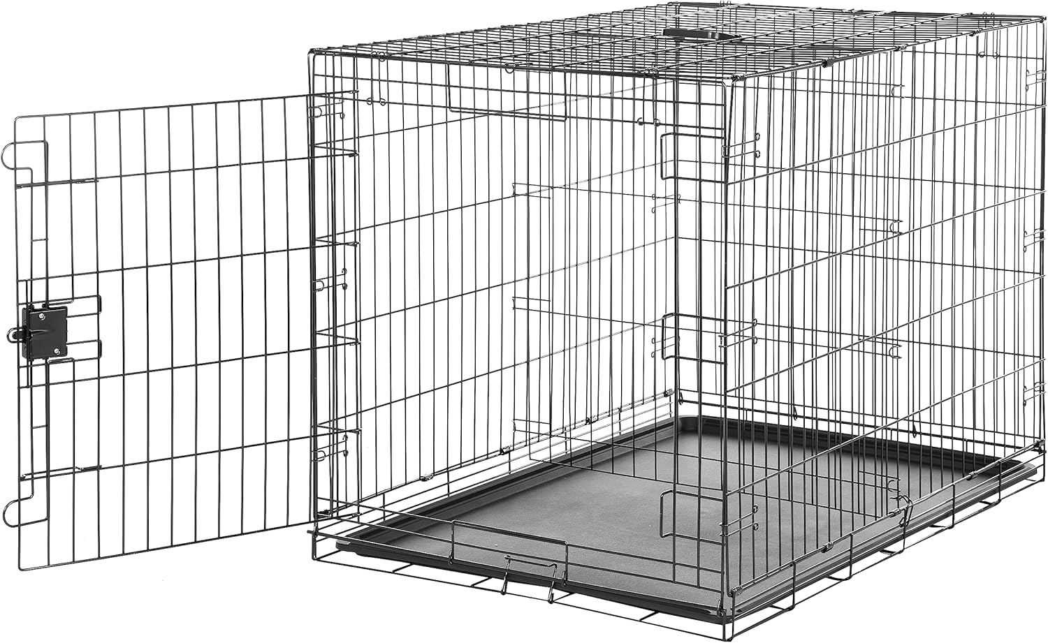 Durable, Foldable, Collapsible, Portable Metal Wire Dog Crate with Tray, Single Door with Divider Panel, Easy to Assemble & Clean, 36 X 23 X 25 In, Black