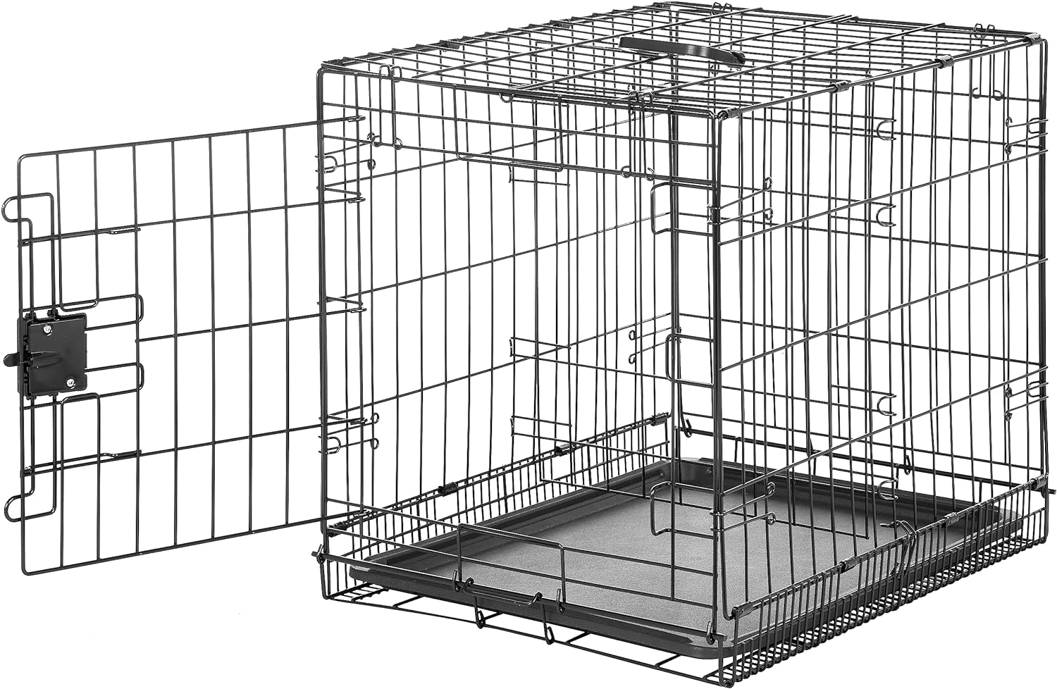 Durable, Foldable, Collapsible, Portable Metal Wire Dog Crate with Tray, Single Door with Divider Panel, Easy to Assemble & Clean, 36 X 23 X 25 In, Black
