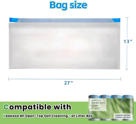 80 Count Litter Bags Compatible with NeakasaM1 and Petpivot Autoscooper