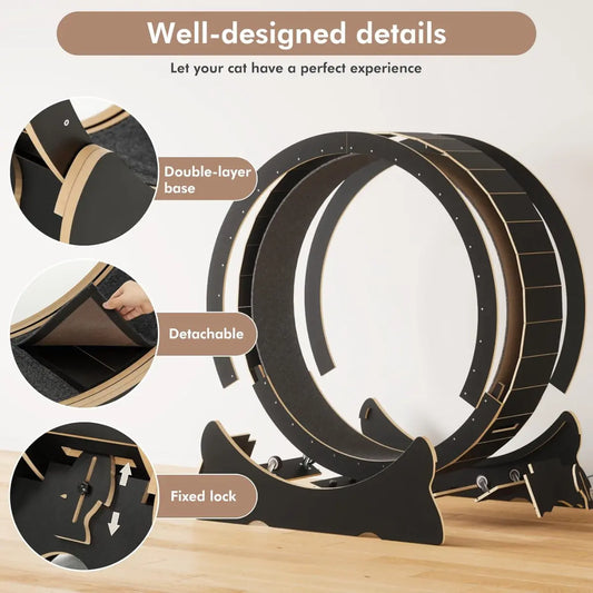 Cat Exercise Wheel 43.3" Large Cat Treadmill Wheel for Indoor Cats Petokie