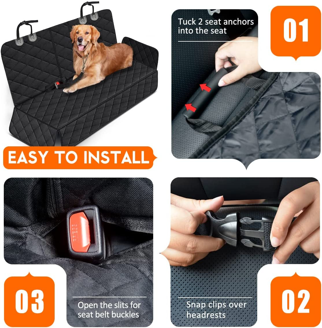 Pet Dog Seat Cover for Truck SUV Car Back Seat Protector Hammock Mat Waterproof