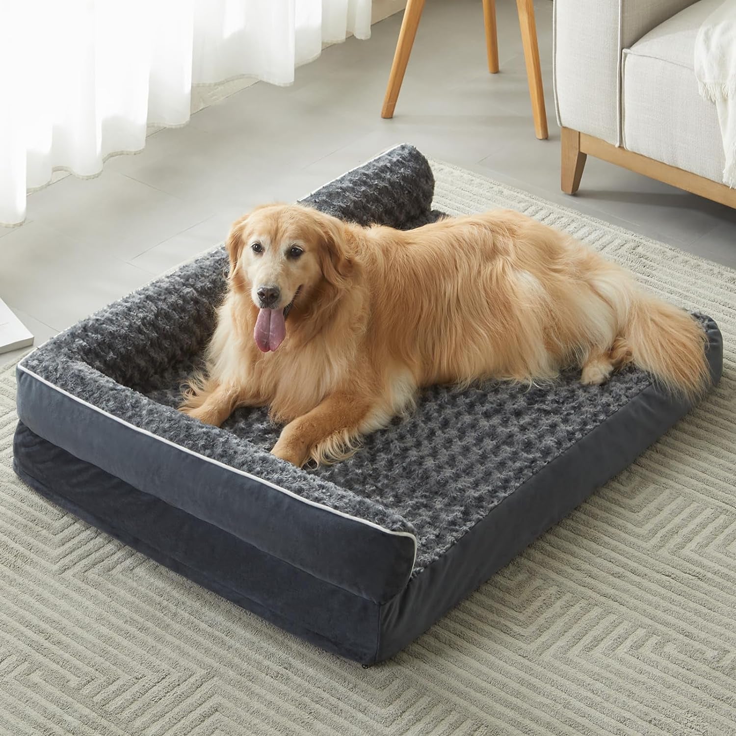 Orthopedic Dog Bed for Extra Large Dogs-Big Waterproof Sofa Dog Bed with Removable Washable Cover, Large Pet Bed with Waterproof Lining and Nonskid Bottom,Pet Bed for Large Dogs